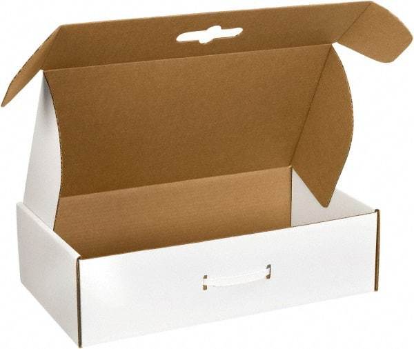 Made in USA - 11-3/8" Wide x 18-1/4" Long x 4-1/2" High Rectangle Corrugated Shipping Box - 1 Wall, White - Strong Tooling