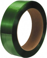 Made in USA - 3,600' Long x 1/2" Wide, Coil Case Polyester Hand Strapping - 600 Lb Capacity, 0.02" Thick - Strong Tooling