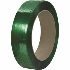 Made in USA - 9,000' Long x 1/2" Wide, Coil Case Polyester Hand Strapping - 600 Lb Capacity, 0.021" Thick - Strong Tooling