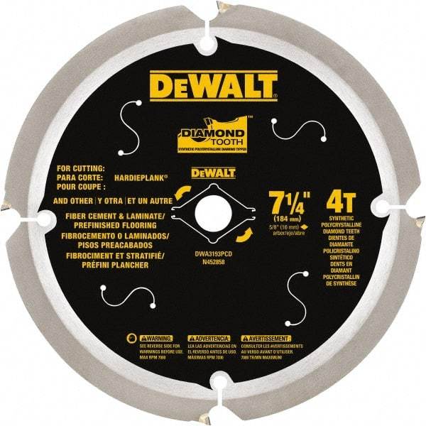 DeWALT - 7-1/4" Diam, 15.88mm Arbor Hole Diam, 16 Tooth Wet & Dry Cut Saw Blade - Steel, Smooth Action, Standard Round Arbor - Strong Tooling