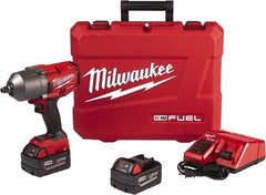 Milwaukee Tool - 1/2" Drive 18 Volt Pistol Grip Cordless Impact Wrench & Ratchet - 1,750 RPM, 0 to 2,100 BPM, 1,000 Ft/Lb Torque, 2 Lithium-Ion Batteries Included - Strong Tooling