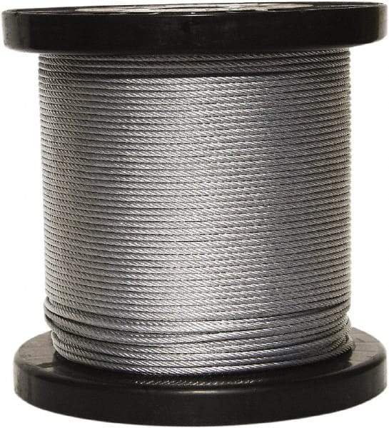 Loos & Co. - 250' Long, 3/16" x 3/16" Diam, Galvanized Wire Rope - 4,200 Lb Breaking Strength, 7 x 19 - Strong Tooling