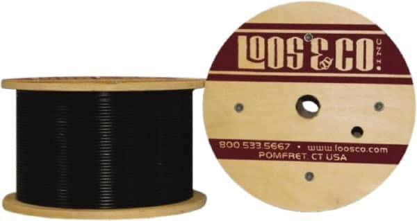 Loos & Co. - 1/16" x 3/64" Diam, Steel Wire Rope - 270 Lb Breaking Strength, 7 x 7, Vinyl Coating - Strong Tooling