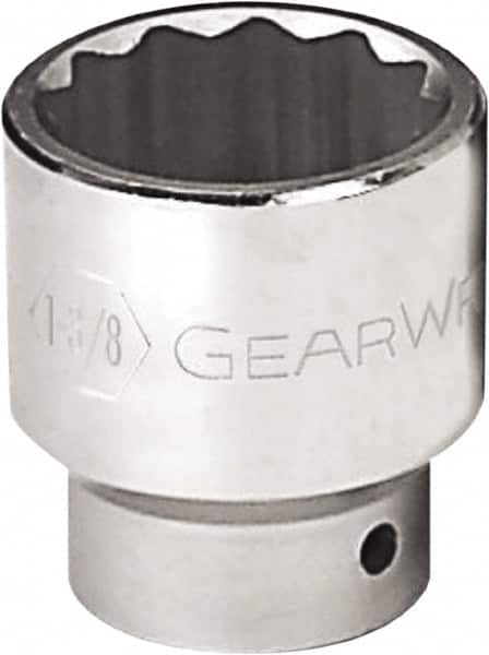 GearWrench - 1-1/8", 3/4" Drive, Standard Hand Socket - 12 Points, 2-1/16" OAL, Alloy Steel, Chrome Finish - Strong Tooling