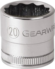 GearWrench - 1/2" Drive, Standard Hand Socket - 12 Points, 1-21/32" OAL, Alloy Steel, Chrome Finish - Strong Tooling