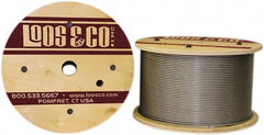 Loos & Co. - 3/32" x 1/16" Diam, Galvanized Steel Wire Rope - 480 Lb Breaking Strength, 7 x 7, Vinyl Coating - Strong Tooling