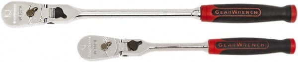 GearWrench - 1/4" & 3/8" Drive Pear Head Ratchet Set - Full Polish Chrome Finish, 8.23" & 13.63" OAL, 84 Gear Teeth, Cushion Grip Handle, Flex Head - Strong Tooling