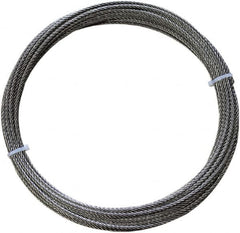 Loos & Co. - 50' Long, 1/4" x 1/4" Diam, Stainless Steel Wire Rope - 6,100 Lb Breaking Strength, 7 x 7 - Strong Tooling