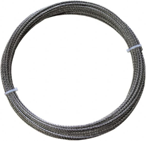 Loos & Co. - 50' Long, 1/8" x 1/8" Diam, Stainless Steel Wire Rope - 1,700 Lb Breaking Strength, 7 x 7 - Strong Tooling