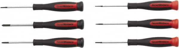 GearWrench - 6 Piece Phillips & Slotted Screwdriver Set - Blade Sizes: Length 2-1/2, Bit Sizes: Philips #00 to #1 - Strong Tooling