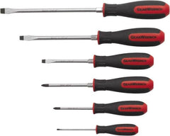 GearWrench - 6 Piece Phillips & Slotted Screwdriver Set - Blade Sizes: Length 3, 4, 6 & 8, Bit Sizes: Philips #1 to #2 - Strong Tooling