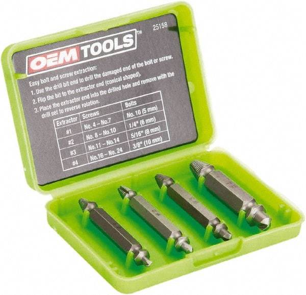 OEM Tools - Screw Extractor - #1, #2, #3, #4" Extractor for #4 to #7, #8 to #10, #11 to #14, #16 to #24 Screw - Strong Tooling