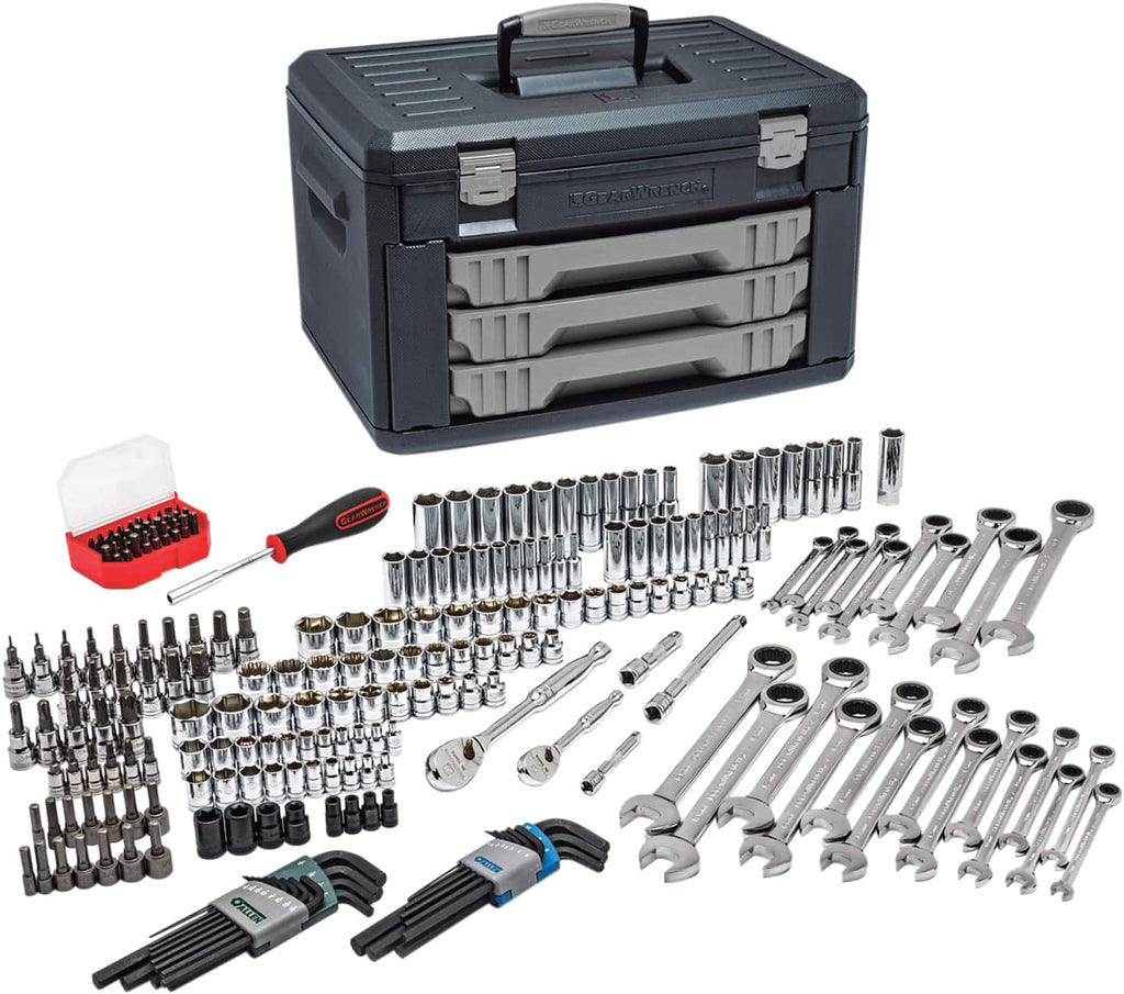 GearWrench - 232 Piece 1/4 & 3/8" Drive Mechanic's Tool Set - Comes in Blow Molded Case with 3 Drawers - Strong Tooling