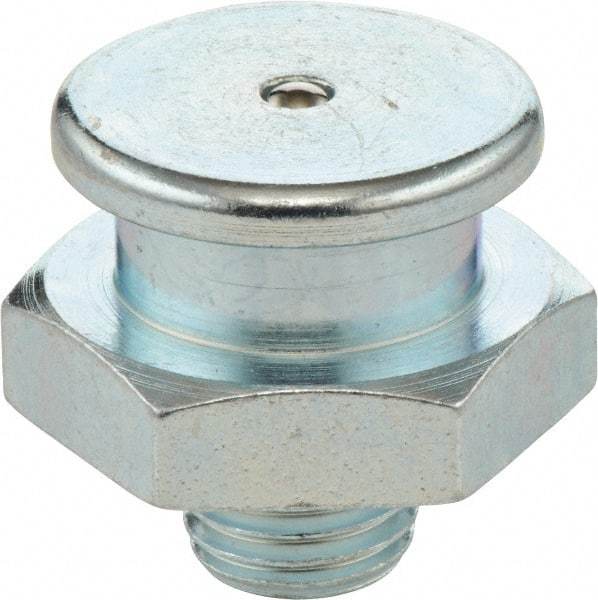 Umeta - Straight Head Angle, M12x1.75 Metric Steel Button-Head Grease Fitting - 17mm Hex, 17mm Overall Height - Strong Tooling