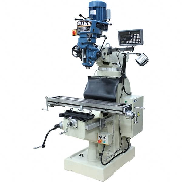 Baileigh - 9" Table Width x 42" Table Length, Step Pulley Control, 1 Phase Knee Milling Machine - R8 Spindle Taper, 3 hp - Strong Tooling