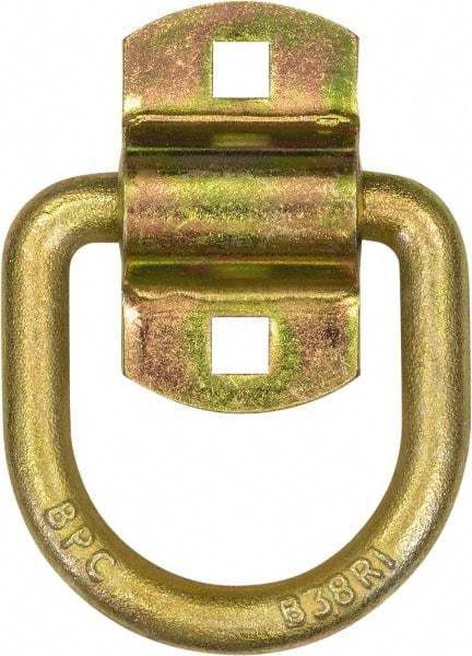 Buyers Products - Steel with Galvanized Zinc Coating D-Ring with 2-Hole Mounting Bracket - 3-1/2" Long, Yellow, For Use with Cargo Control - Strong Tooling