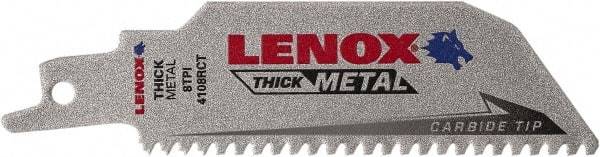 Lenox - 4" Long x 1" Thick, Bi-Metal Reciprocating Saw Blade - Tapered Profile, 8 TPI, Toothed Edge, Tang Shank - Strong Tooling