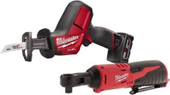 Milwaukee Tool - 12V, 0 to 3,000 SPM, Cordless Reciprocating Saw - 5/8" Stroke Length, 12" Saw Length, 1 Lithium-Ion Battery Included - Strong Tooling