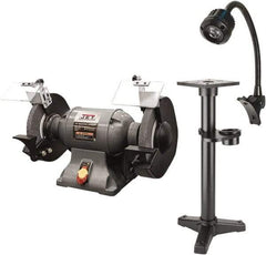 Jet - 10" Wheel Diam x 1" Wheel Width, 1-1/2 hp Grinder - 1" Arbor Hole Diam, 1 Phase, 1,720 Max RPM, 115 Volts - Strong Tooling