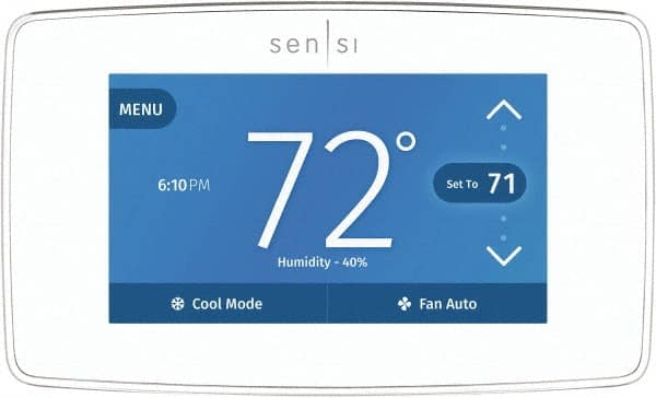 White-Rodgers - 50 to 99°F, 4 Heat, 2 Cool, Touch Screen Programmable Wi-Fi Universal Thermostat - 20 to 30 Volts, 1-1/4" Inside Depth x 1.77" Inside Height x 5-1/4" Inside Width, Horizontal Mount - Strong Tooling