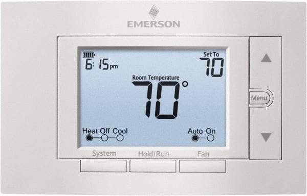 White-Rodgers - 50 to 99°F, 4 Heat, 2 Cool, Digital Nonprogrammable Multi-Stage Thermostat - 20 to 30 Volts, 1.77" Inside Depth x 1.77" Inside Height x 5-1/4" Inside Width, Horizontal Mount - Strong Tooling