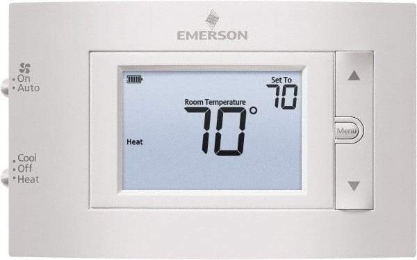 White-Rodgers - 50 to 99°F, 1 Heat, 1 Cool, Digital Nonprogrammable Thermostat - 20 to 30 Volts, 1.77" Inside Depth x 1.77" Inside Height x 5-1/4" Inside Width, Horizontal Mount - Strong Tooling