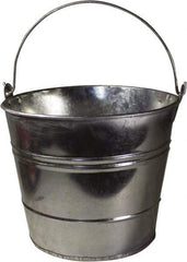 Funnel King - 12 Qt, 10" High, Galvanized Steel Round Silver Single Pail - Handle Included, 11-1/2" Top Diam - Strong Tooling