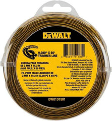 DeWALT - 0.08" Diam, 50' Long String Trimmer Replacment Line - For DCST920B, DCST920P1, DCST970X1, DCST990B, DCST990H1, DCST990M1 - Strong Tooling