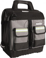 Bucket Boss - 16 Pocket Black, Yellow & Gray Ballistic Polyester Tool Bag - 14" Wide x 11" Deep x 14" High - Strong Tooling