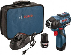 Bosch - 12 Volt, 1/4" Drive, 975 In/Lb Torque, Cordless Impact Driver - 2600 RPM, 2 Lithium-Ion Batteries Included - Strong Tooling