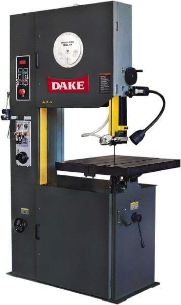 Dake - 26" Throat Capacity, Variable Speed Pulley Vertical Bandsaw - 50 to 415 & 550 to 5,000 SFPM, 3 hp, Three Phase - Strong Tooling