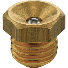 Umeta - Straight Head Angle, M8 Metric Brass Flush-Style Grease Fitting - 10mm Hex, 9.5mm Overall Height, 6.5mm Shank Length - Strong Tooling