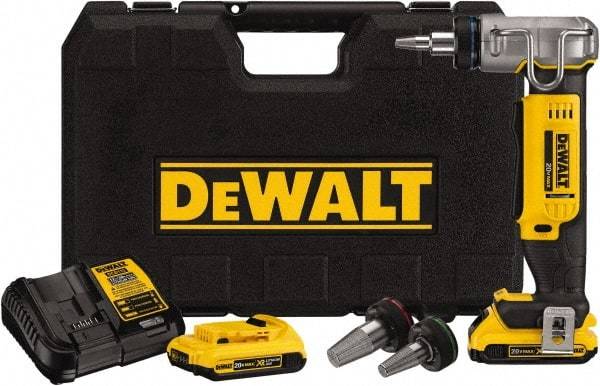 DeWALT - 3/8 to 1" Pipe Capacity, PEX Expander Tool - 9 Pieces, Cuts Pex, Includes DCE400 PEX Expander, (2) DCB203 Batteries, Charger, (3) Expander Heads (1/2", 3/4", 1"), PEX Expander Grease & Kit Box - Strong Tooling