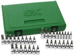 SK - 33 Piece, Screwdriver Bit Set - T10 to T55 Torx, 1/8 to 3/8, 2 to 10 Hex, #4 to 6 Slotted, #1 to 3 Phillips & #2 Pozidriv - Strong Tooling