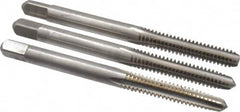 Cleveland - #10-24 UNC, 4 Flute, Bottoming, Plug & Taper, Bright Finish, High Speed Steel Tap Set - Right Hand Cut, 2-3/8" OAL, 1/2" Thread Length - Exact Industrial Supply