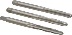 Cleveland - #10-24 UNC, 3 Flute, Bottoming, Plug & Taper, Bright Finish, High Speed Steel Tap Set - Right Hand Cut, 2-3/8" OAL, 1/2" Thread Length - Strong Tooling