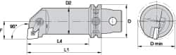 Kennametal - Left Hand Cut, 63mm Min Bore Diam, Size KM63 Steel Modular Boring Cutting Unit Head - 4.0945" Max Bore Depth, Through Coolant, Compatible with CN.. - Strong Tooling