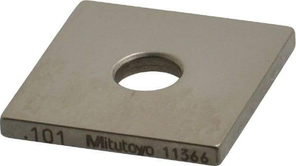 Mitutoyo - 0.101" Square Steel Gage Block - Accuracy Grade 0, Includes Certificate of Inspection - Strong Tooling