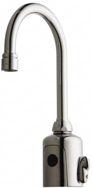 Chicago Faucets - Polished Chrome Plated Electronic User Adjustable Temperature Control Mixer Sensor Faucet - Powered by 6 Volt Lithium CRP2 Battery (Included), Gooseneck Spout, 4 to 8" Mounting Centers - Strong Tooling