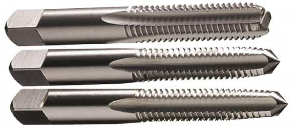 Hertel - #4-48 UNF, 3 Flute, Bottoming, Plug & Taper, Bright Finish, High Speed Steel Tap Set - 1-7/8" OAL, 2B/3B Class of Fit - Exact Industrial Supply