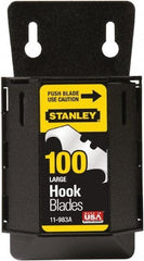 Stanley - 100 Piece High Carbon Steel Hook Blade - 48mm OAL, 1-7/8" Blade Length, 0.024" Blade Thickness - Strong Tooling