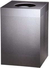 Rubbermaid - 40 Gal Silver Square Decorative Waste Receptacle With Top - Steel, 30" High x 476.25mm Long x 476.25mm Wide - Strong Tooling