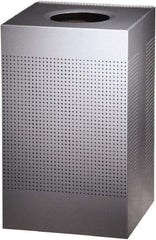 Rubbermaid - 20 Gal Silver Square Decorative Waste Receptacle With Top - Steel, 30" High x 476.25mm Long x 476.25mm Wide - Strong Tooling