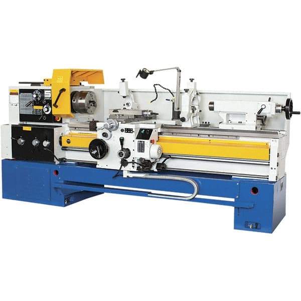 Summit - 18-1/4" Swing, 60" Between Centers, 120 Volt, Triple Phase Toolroom Lathe - 5MT Taper, 10 hp, 32 to 1,500 RPM, 3-1/8" Bore Diam, 44" Deep x 63" High x 114" Long - Strong Tooling