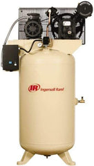 Ingersoll-Rand - 5 hp, 80 Gal Stationary Electric Vertical Air Compressor - Three Phase, 175 Max psi, 14 CFM, 460 Volt - Strong Tooling