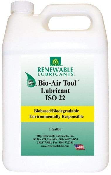 Renewable Lubricants - 1 Gal Bottle, ISO 22, Air Tool Oil - -40°F to 420°, 22.4 Viscosity (cSt) at 40°C, 4.9 Viscosity (cSt) at 100°C, Series Bio-Air - Strong Tooling