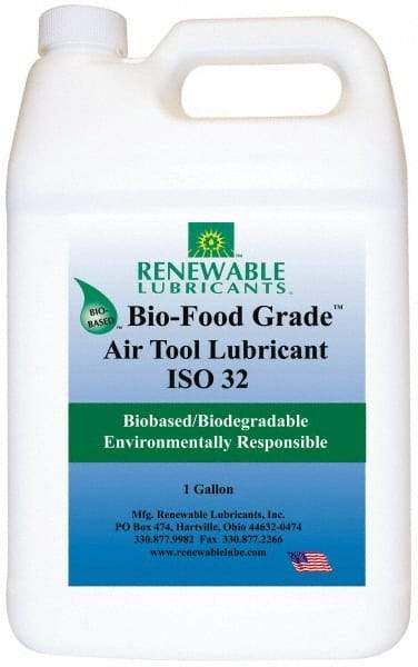 Renewable Lubricants - 1 Gal Bottle, ISO 32, Air Tool Oil - -20°F to 230°, 29.33 Viscosity (cSt) at 40°C, 7.34 Viscosity (cSt) at 100°C, Series Bio-Food Grade - Strong Tooling