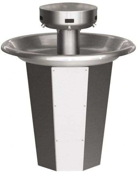 Bradley - Circular, Infrared Sensor, External Drain, 36" Diam, 5 Person Capacity, Stainless Steel, Wash Fountain - 0.5 GPM - Strong Tooling