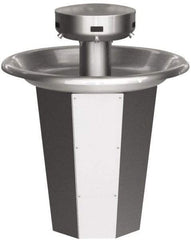 Bradley - Circular, Infrared Sensor, External Drain, 36" Diam, 5 Person Capacity, Stainless Steel, Wash Fountain - 0.5 GPM - Strong Tooling