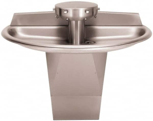 Bradley - Semi-Circular, Foot-Controlled, External Drain, 54" Diam, 4 Person Capacity, Stainless Steel, Wash Fountain - 0.5 GPM - Strong Tooling